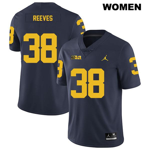Women's NCAA Michigan Wolverines Geoffrey Reeves #38 Navy Jordan Brand Authentic Stitched Legend Football College Jersey JL25Q86TC